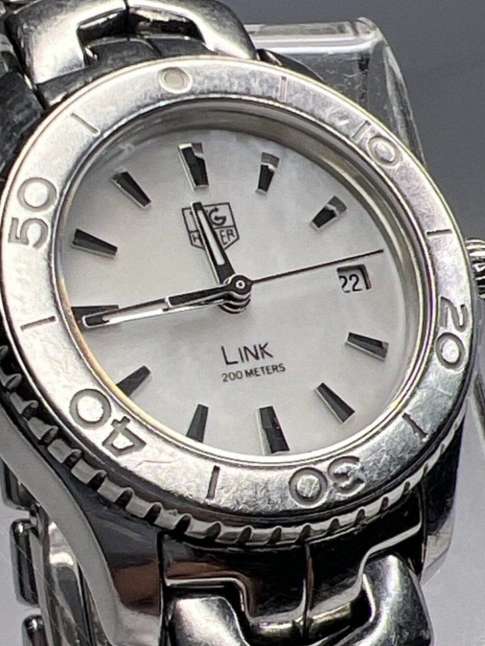 TAG Heuer Ladies Link 27mm Steel Quartz Date Watch WJ1313-0 Mother Pearl Dial